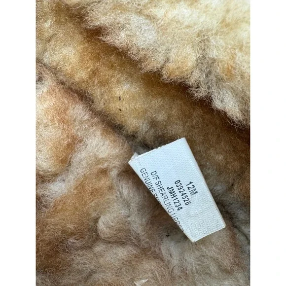 Cabelas Mens 12 M Brown Suede Genuine Shearling Lined Moccasin Shoes Slippers - Picture 8 of 8